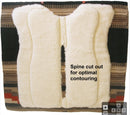 Close Up View Spine Cut out T3 Woven Pad with Woolback Liner and Ortho-Impact Protection Inserts