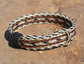 Close Up View Awesome 5/8" wide, 5 Strand Braided Horsehair Bracelet with sliding knot. White/Black/Sorrel/White/Black