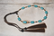 "Faith" Hatband  - Turquoise Color Stones & Sage Pearls - Leather/Horsehair