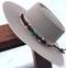"Taos" Hatband  - Brown Horse Hair & Leather, Turquoise Stones & Copper Pearls