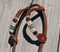 Jose Ortiz Medium Oil Double Ear Headstall Natural & Turquoise Rawhide Braiding