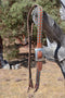 Jose Ortiz 1" Harness Split Ear Headstall Teal Buckstitch  - Square Buckle