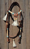 Jose Ortiz Finished Harness Browband Headstall Natural/Turquoise Rawhide - White