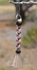 3.75" 100% Horsehair French Braid Zipper Pull w/Beads - Jacket/Backpack/Purse