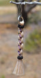 3.75" 100% Horsehair French Braid Zipper Pull w/Beads - Jacket/Backpack/Purse