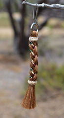 3.75" 100% Horsehair French Braid Zipper Pull w/Beads - Jacket/Backpack/Purse