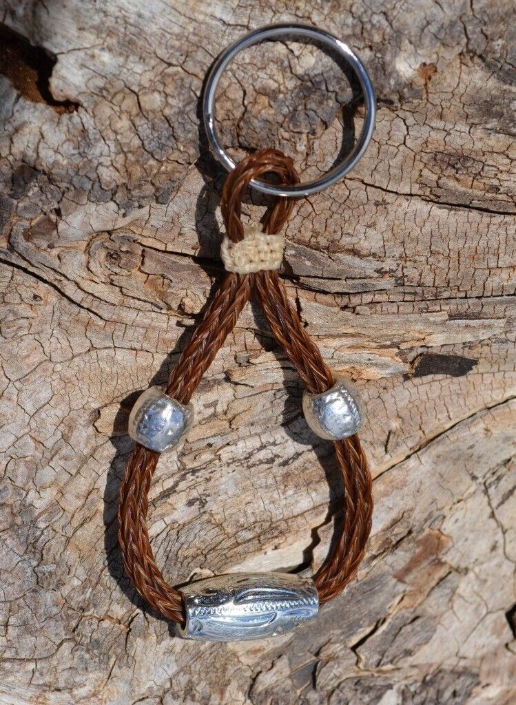 Beautiful Braided Horse Hair Bosal Shape Bead Key Ring Chain *** Great Gift ***