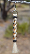 3.75" 100% Horsehair French Braid Zipper Pull w/Beads - Jacket/Backpack/Purse