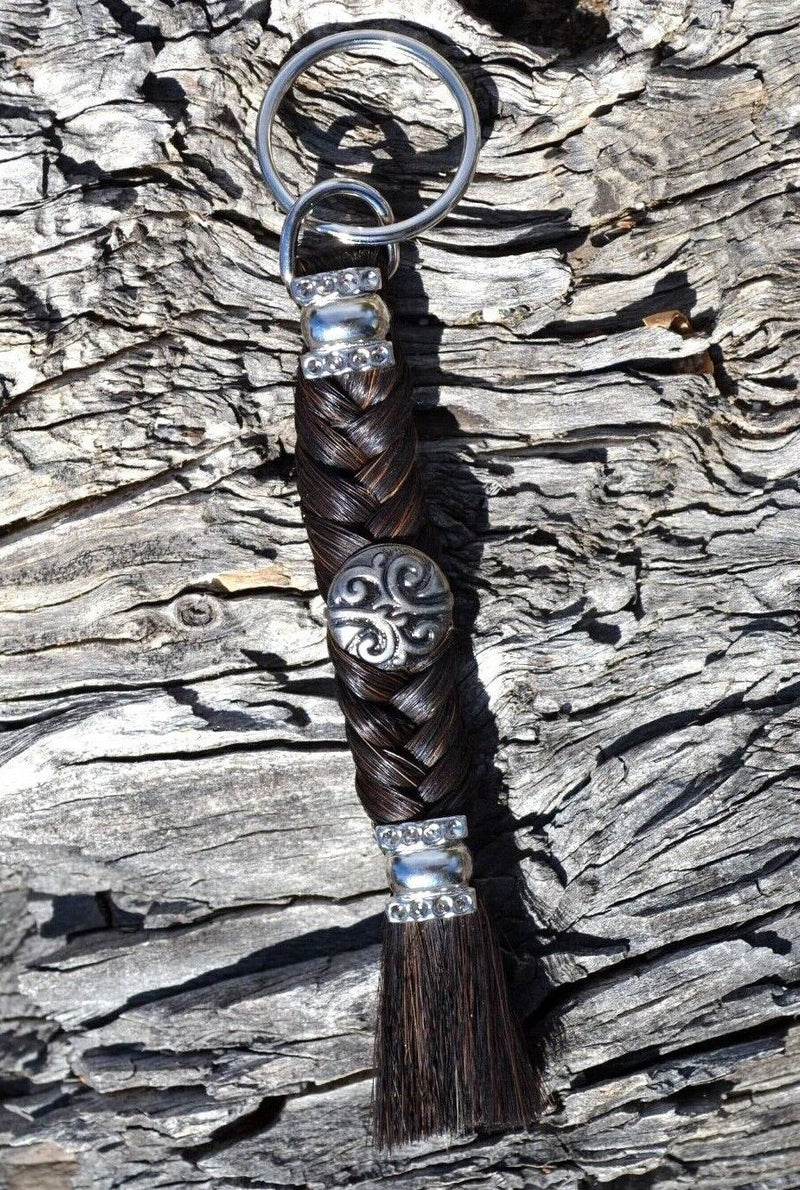 Beautiful 100 Horse Hair Key Ring Chain with Concho Great Gift Winchester Western Saddlery