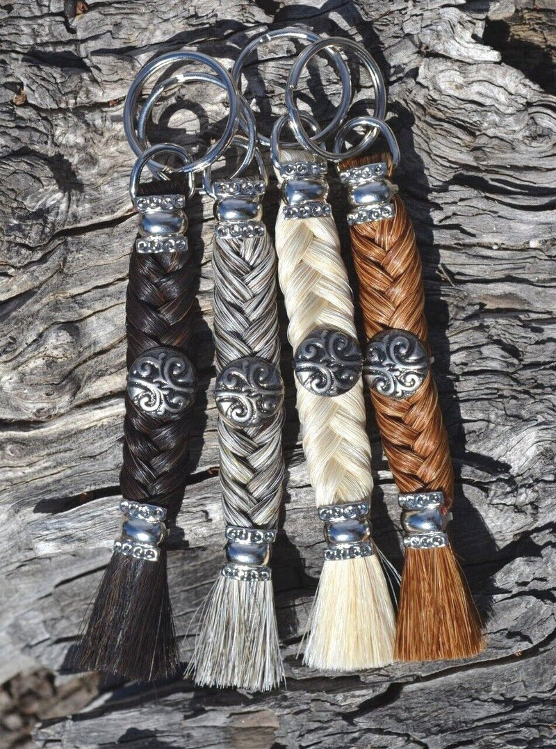 Beautiful 100% Horse Hair Key Ring Chain with Concho *** Great Gift ***