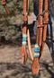 Jose Ortiz Light Russet Futurity Brow Headstall Natural/Turquoise Rawhide