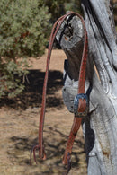 Jose Ortiz 1" Harness Split Ear Headstall Red Buckstitch  - Round Buckle