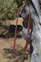 Jose Ortiz 1" Harness Split Ear Headstall Red Buckstitch  - Round Buckle