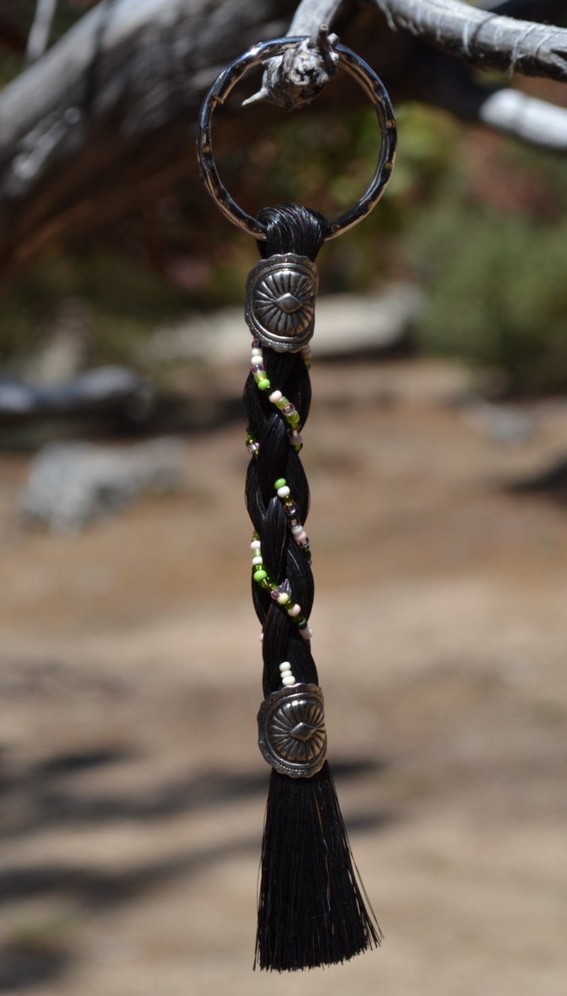 Beautiful Hand Braided Horse Hair Key Ring Chain with Colorful