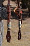 Jose Ortiz Medium Oil Double Ear Headstall Natural & Turquoise Rawhide Braiding
