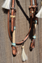 Jose Ortiz Finished Harness Browband Headstall Natural/Turquoise Rawhide - White