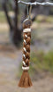 3.75" 100% Horsehair French Braid Zipper Pull w/Beads - Jacket/Backpack/Purse