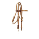 2033 1/2" Straight browband headstall harness leather cowboy ties brass hardware with snaps