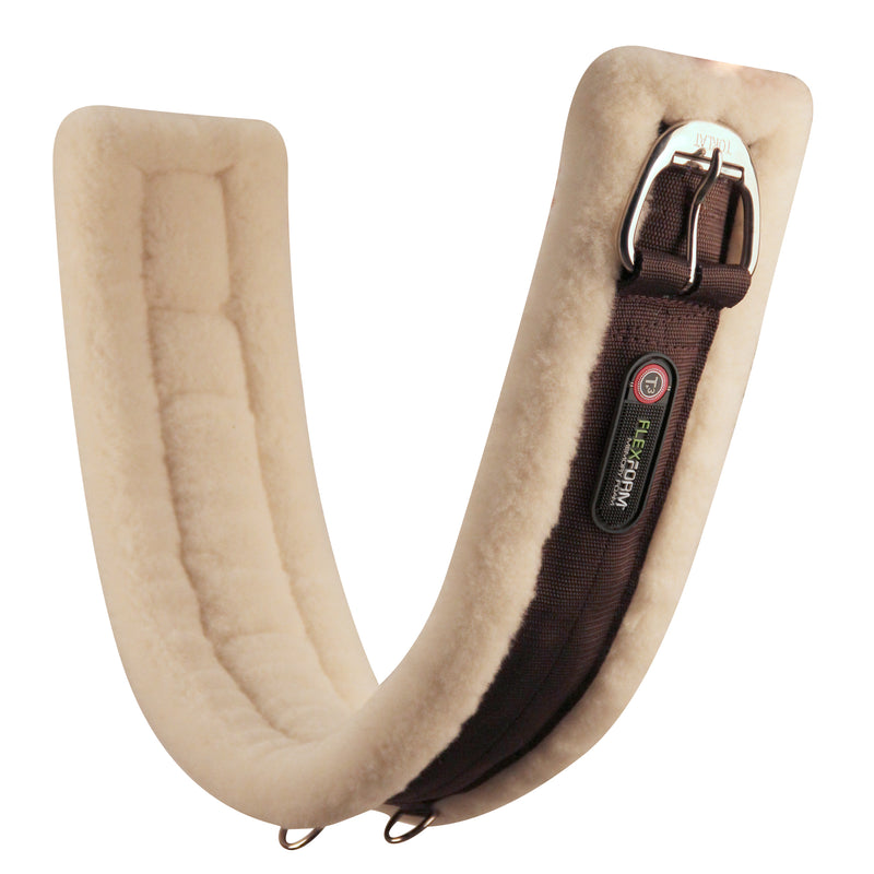 Give your horse the gift of comfort with Toklat's T3 FlexForm Cinch. 1/2" layer of cushioning FlexForm Memory Foam conforms and molds to horses sternum and rib cage, allowing the horses barrel to expand and relax comfortably 1/2" layer of dense WoolBack®, 100% virgin wool fleece, offers exceptional pressure relief and a tidy appearance Stainless steel hardware with high quality roller buckle for years of hard use Measurement is from buckle end to buckle end