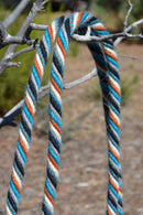 Jose Ortiz 5/8" Mohair Roping/Loop Reins - Turquoise, Rust, Grey, Black & White
