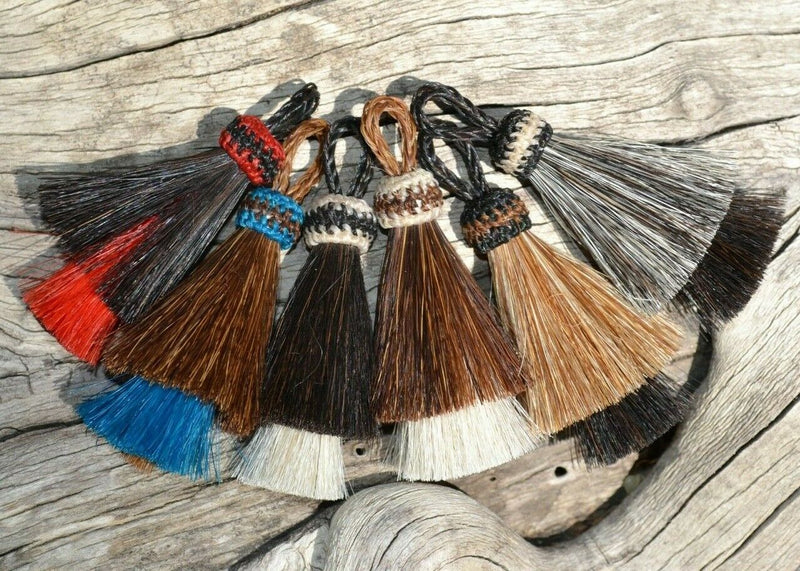 2 1/4" Two Bell Mule Tail Cut Horsehair Single Tassels. Various Colors.
