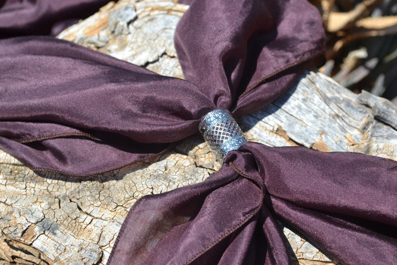 Scarf Slide - 5/8" Silver Filigree Tube Style - 1" Long