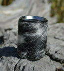 Western Style Hair-On Brindle Cowhide Leather Scarf Slide - Black White