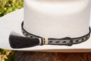 5/8" Hand Braided 5 Strand Horsehair Hatband Single Side Tassel - Black/White