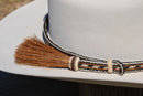 5/8" Hand Braided 5 Str Horsehair Hatband Single Side Tassel -White/Chestnut/Blk