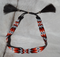 7/8" Western Southwest Beaded Hatband Double Tassel - Red/Black/Orange/White