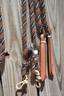 Jose Ortiz 5/8" Mane Hair Split Reins 8 ft -  Chestnut, Black, White & Black