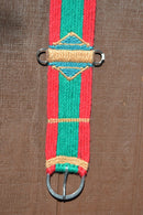 100% Mohair Vaquero Style Straight Cinch - Red/Kelly Green/Tan/Turquoise - 30"