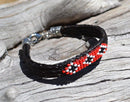 100% Hand Braided Horsehair Bracelet with Beaded Overlay - Various Colors