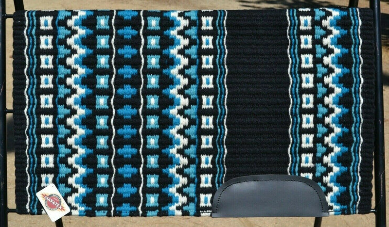 Mayatex Custom Show Saddle Blanket Pad 40"x 34"- Black/Turquoise/Cream