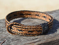 Close Up View Awesome 5/8" wide, 5 Strand Braided Horsehair Bracelet with sliding knot. Chestnut/Black/Chestnut