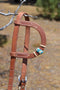 Jose Ortiz Harness Leather One Single Ear Headstall Natural & Turquoise Rawhide