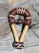 Hand Braided Natural Rawhide Mini-Bosal Scarf Slide - Natural/Brown w/Natural