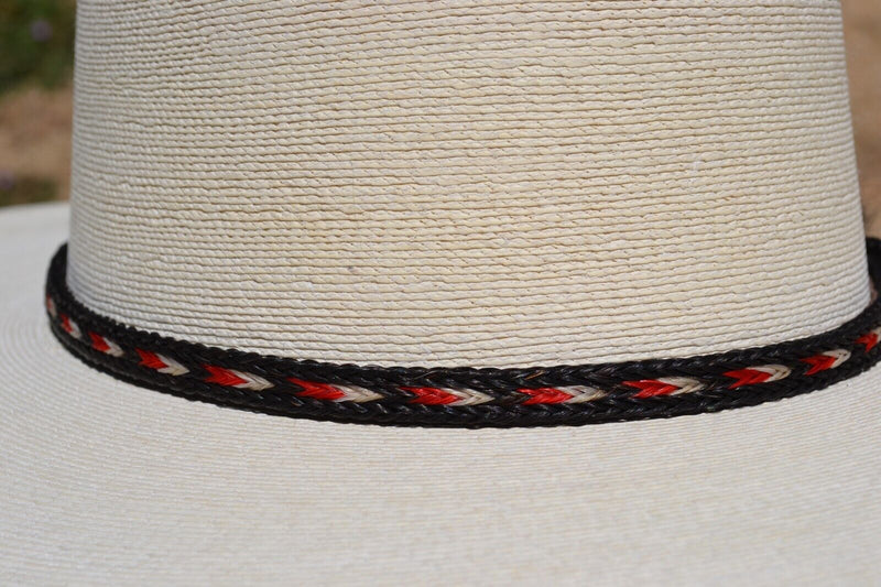 3/8" Braided Horsehair Hatband Single Side Tassel - Black, Red & White