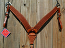 Reinsman Heavy Duty 2" Double Ply Leather Breast Collar with Hand Carved with Spider Tooling.  