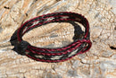 Awesome 1/2" wide, 3 Strand Braided Horsehair Bracelet with sliding knot.  The unique sliding knot XL design expands up to 10".  Unisex.  Very durable and makes a great gift for any horse lover. Burgundy/Black/White