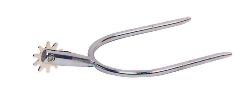 Diamond R - Designed by Reinsman - Slip-on Steel Spurs with star rowel.   1 1/2" long shank and 2 1/2" wide.  Ladies/Youth.