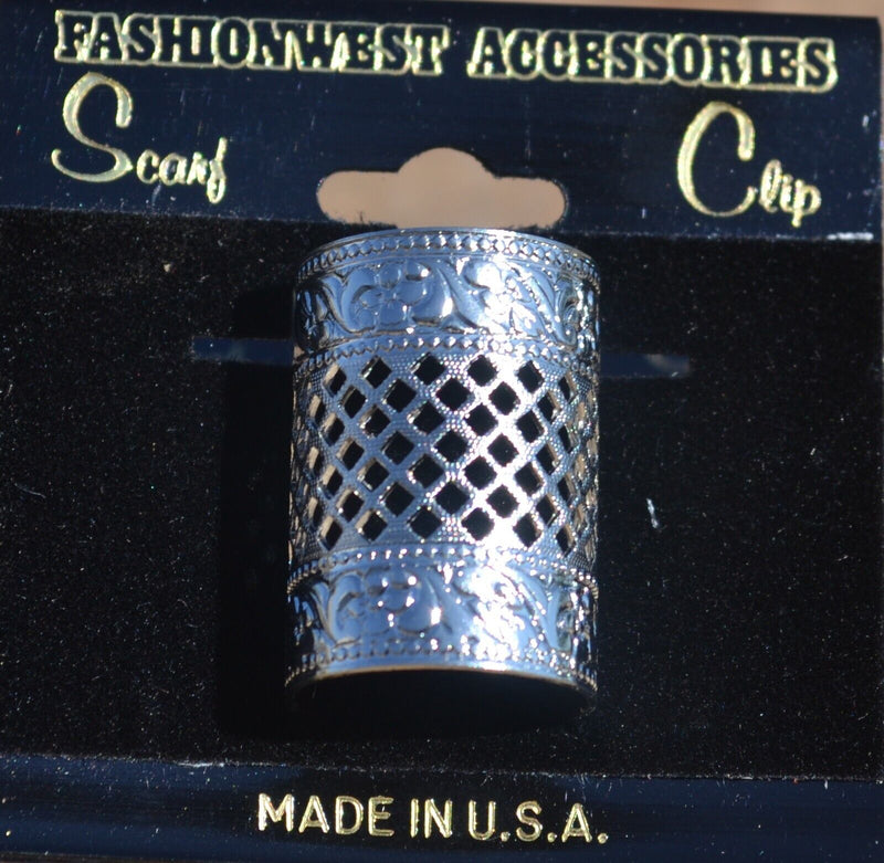 Scarf Slide - 5/8" Silver Filigree Tube Style - 1" Long
