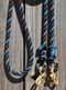 1/2" Alpaca Roping/Loop Reins w/Rawhide Connectors-Chocolate/Turquoise/Black-10'