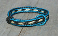 Awesome 1/2" wide, 3 Strand Braided Horsehair Bracelet with sliding knot.  The unique sliding knot XL design expands up to 10".  Unisex.  Very durable and makes a great gift for any horse lover. Turquoise/Black/White