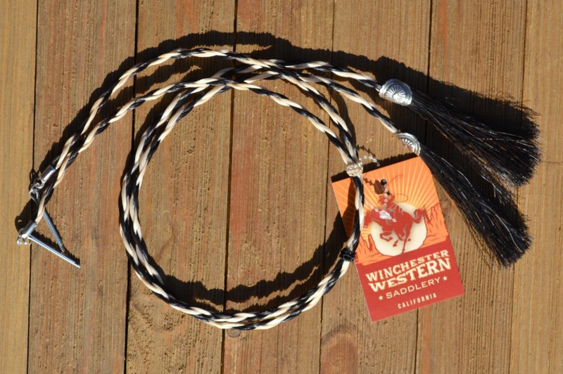 Natural Braided Horse Hair Stampede String Cotter Pins - Black/White