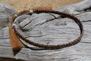 1/2" Hand Braided 5 Strand Horsehair Hatband Double Tassels - Sorrel/Black/White