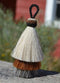 Close Up View 3" 3 bell mule tail cut natural and brightly colored tassels. Handmade from 100% horsehair.   White/Chestnut/Grey