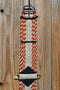 Close Up View Brand new,  Jose Ortiz - Vaquero Brand - 100% Mohair Cinch/Cincha made in the Vaquero style.    This narrower cinch is 36" long end to end, single layer 16 strands and 4 1/2" wide at the widest point.  Hand made from 100% natural mohair in natural, black and rust colors.  