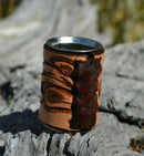 Close Up Leather Braiding Brand new,  Western Style Hand Carved Floral Swirl Leather Scarf Slide.   Slide measures W 1" x  H 1 1/2" x D 7/8".  Smooth stainless steel inside will slide nicely over most fabrics without out snagging.     Available in a variety of colors.  
