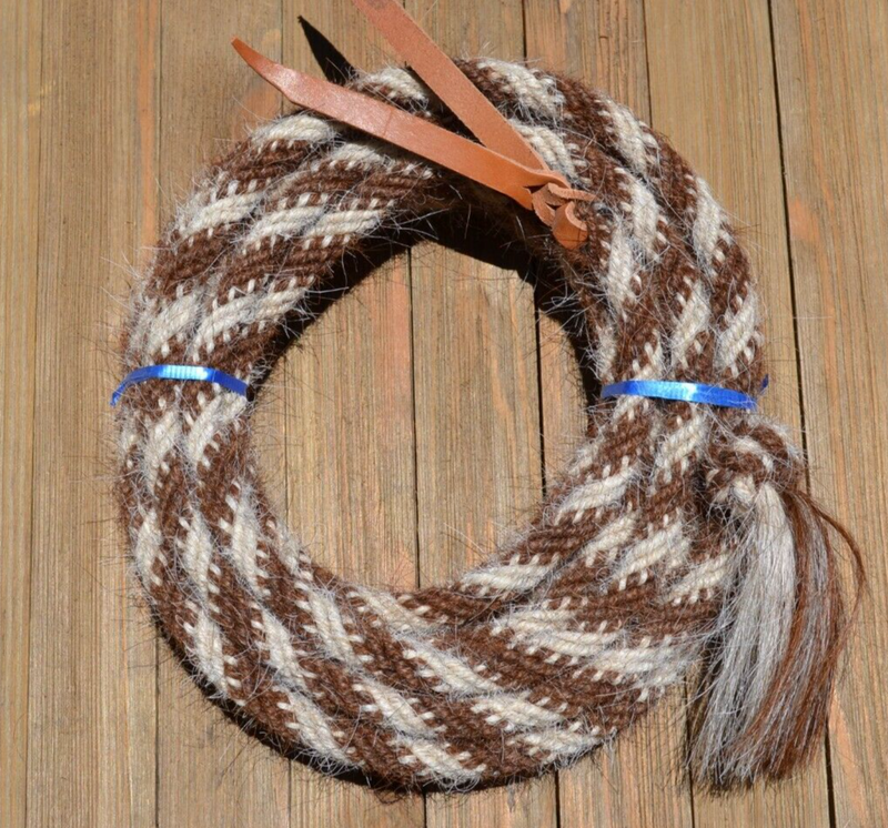 Jose Ortiz 1/2" Mane Mecate Reins - 6 Str x 22' - Chestnut/White